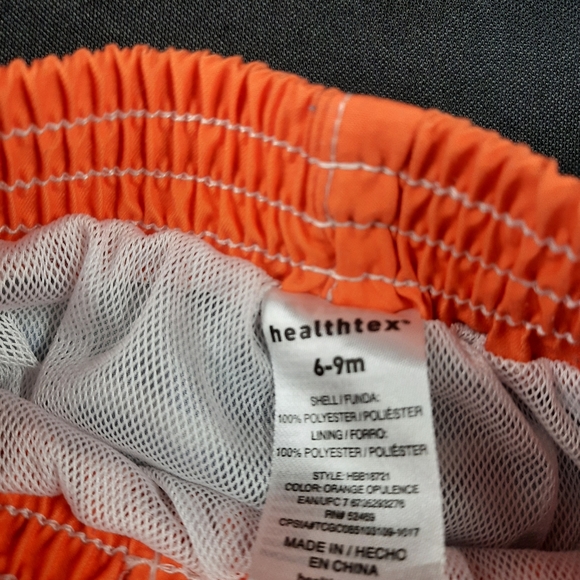 Size 6-9mo Healthtex Boys Infants Baby Striped Swim Trunks Blue Orange Multi - Picture 3 of 4